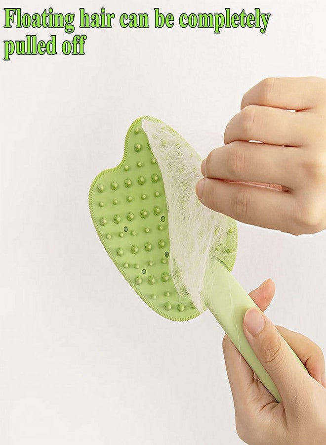 DEEUCHIS Cat Brush for Shedding Dog Brush Hair Cleaning Comb Bath Massage Tool for Shedding & Grooming, Remove Loose Hair, Cat Shape, Silicone Bristles (Green) - Image 3